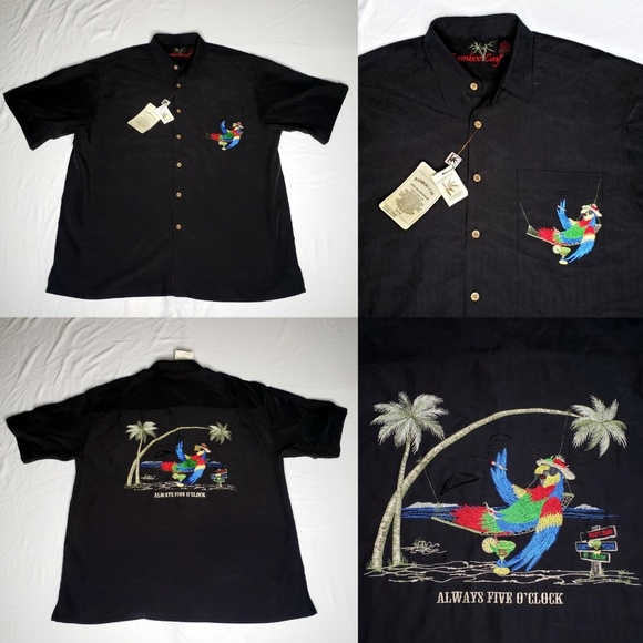 Infra Blue Bamboo Cay Always Five OClock Embroidered Camp Shirt